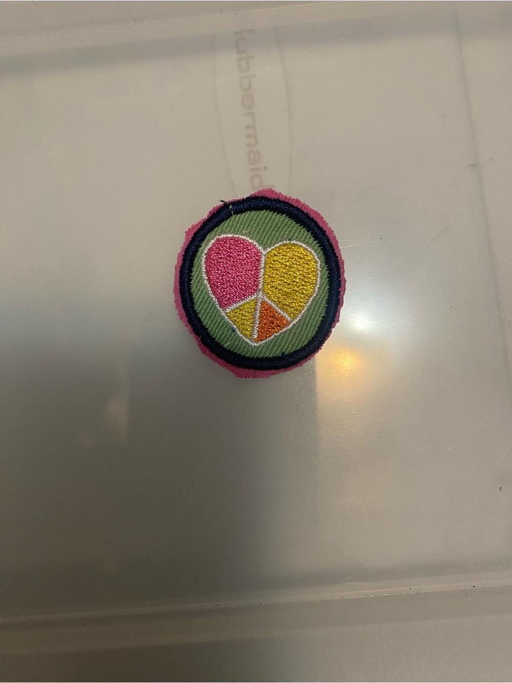 Embroidered Peace Heart Patch - Pink, Yellow, Green